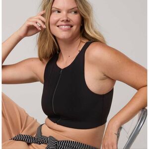 OFFLINE BY AERIE Women’s Black Sleeveless Real Me XTRA Zipper Longline Sports Br